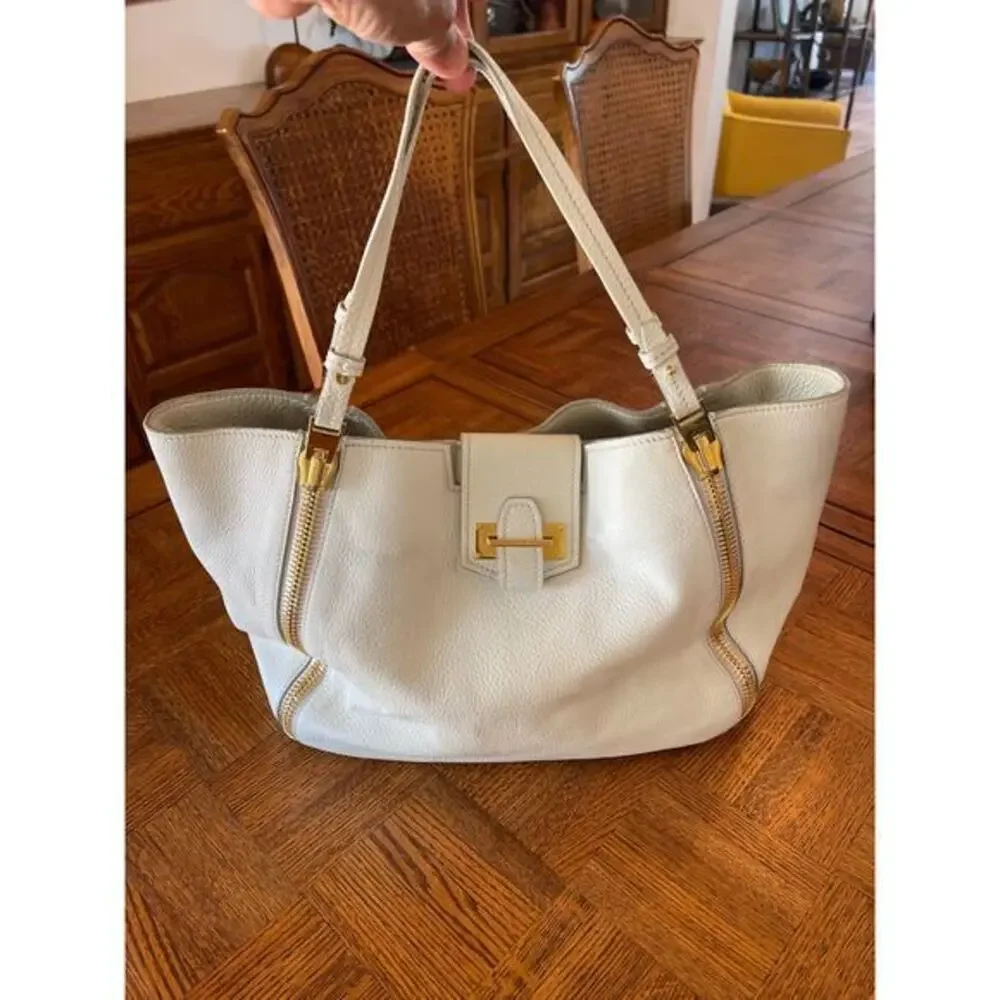 Tom Ford Sedgwick Xipper bag pebbled cream leather